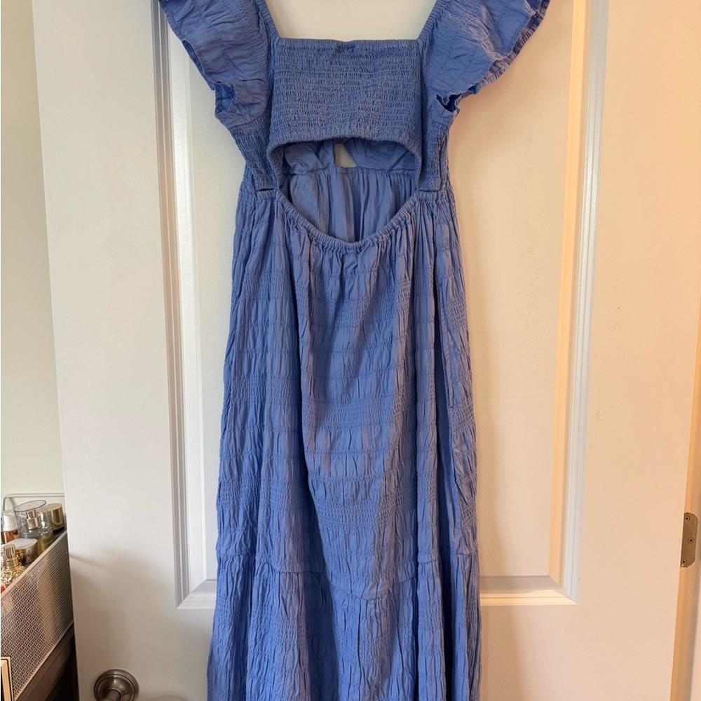 Universal ThreadBlue Ruffled Flowy Dress with Open Back Detail - Picture 2 of 6